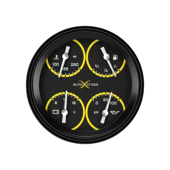 Classic Instruments® - AutoCross Yellow Series Quad Gauge