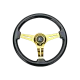 Wood Grain Steering Wheel 6 Bolts 1.5" Depth Dish Gold Chrome
