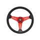 JQTUNING Universal Racing Steering Wheel 13.8”/350mm 6 Bolts Grip Vinyl Leather & Aluminum with H...